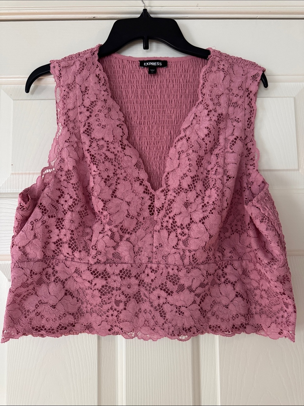 Express Pink Lace V-Neck Camisole Crop Top XL